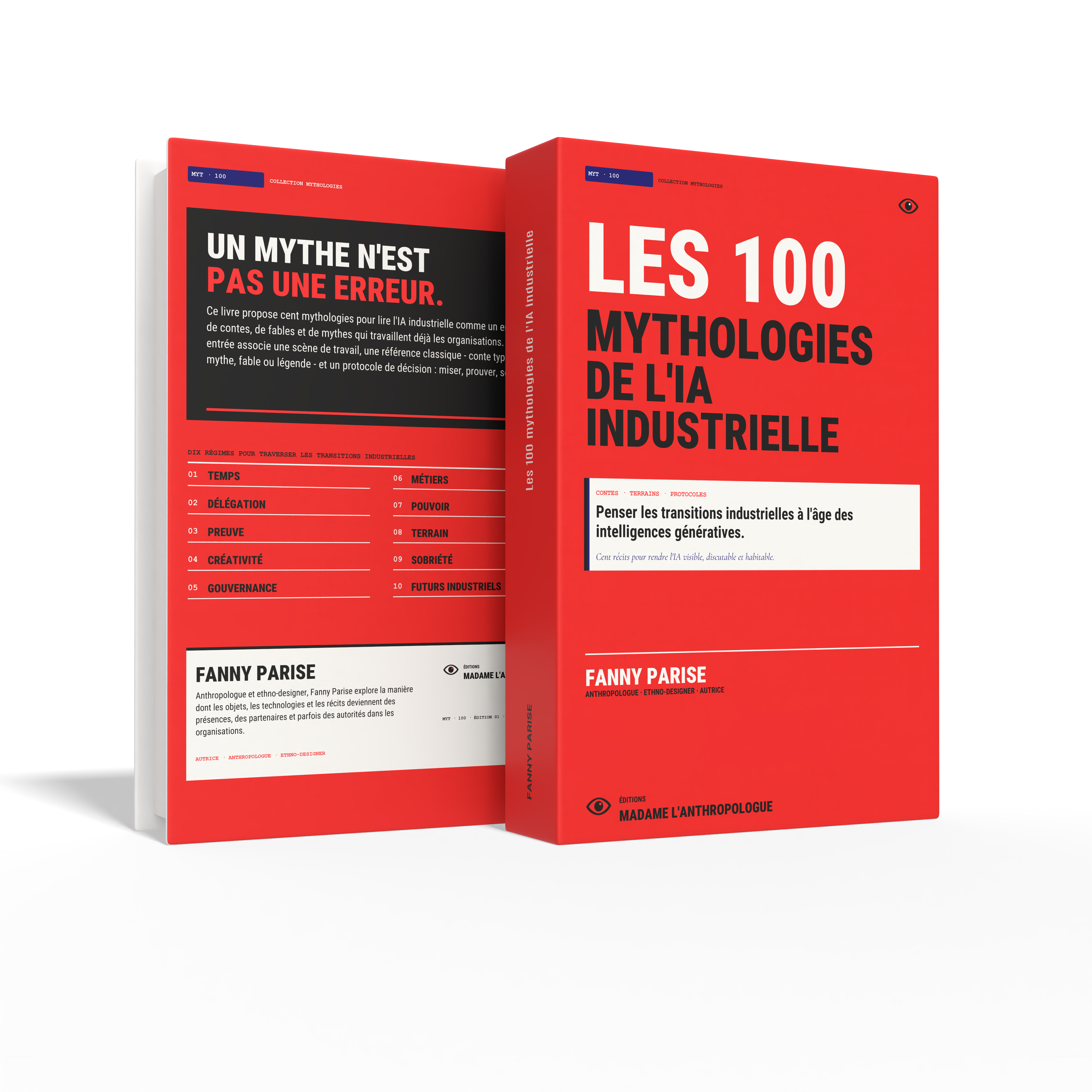 Mock-up du livre Les 100 mythologies de l’IA industrielle de Fanny Parise