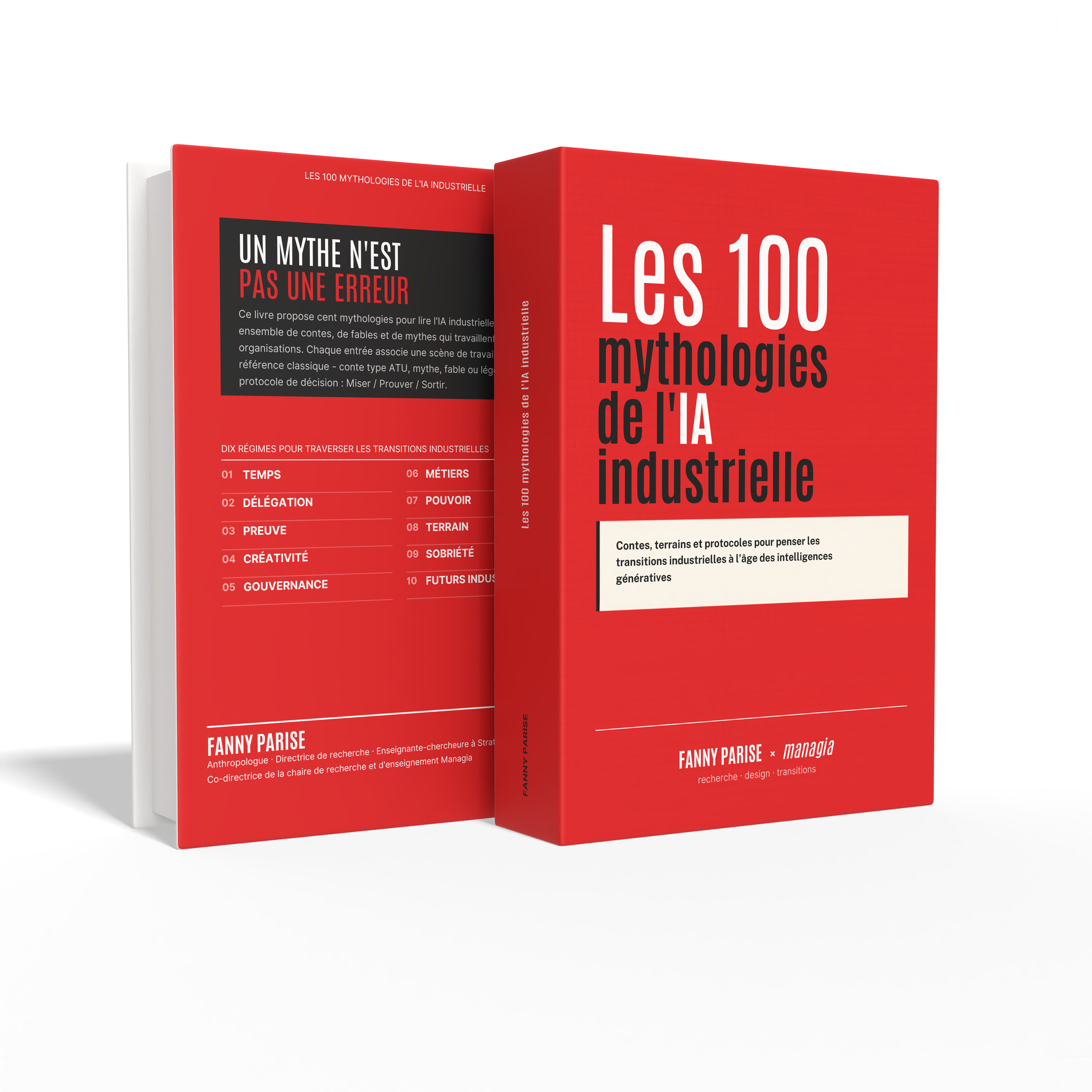 Mock-up du livre Les 100 mythologies de l’IA industrielle de Fanny Parise